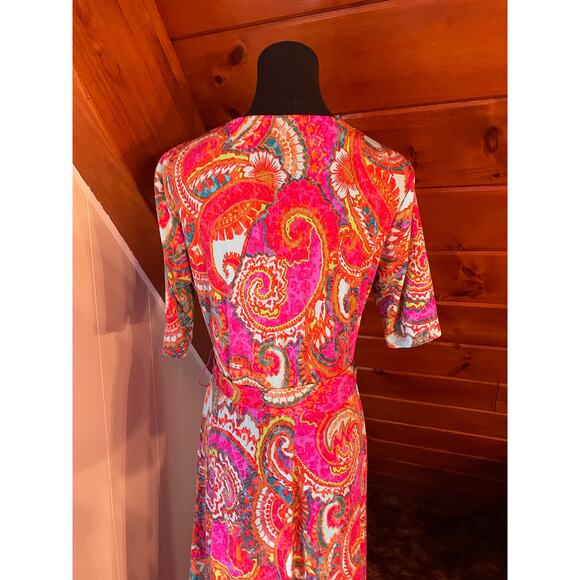MSK Psychedelic Paisley Print Maxi Dress with 3/4 Sleeve sz S - Picture 3 of 9